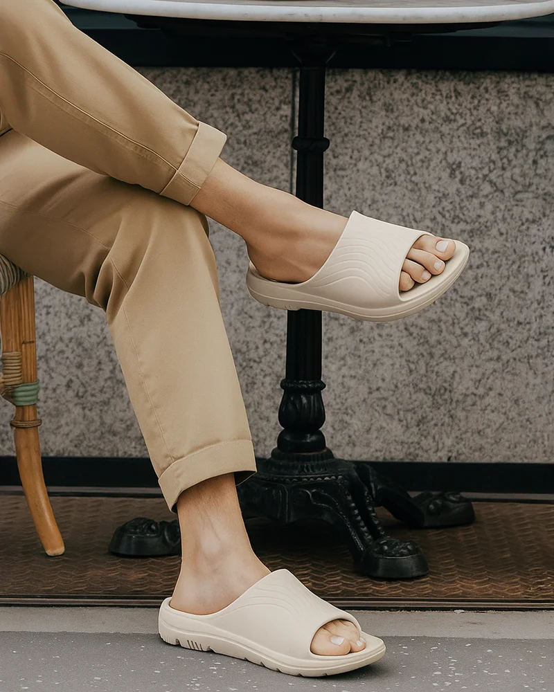 bewakoof Men's Beige EVA Comfy Sliders